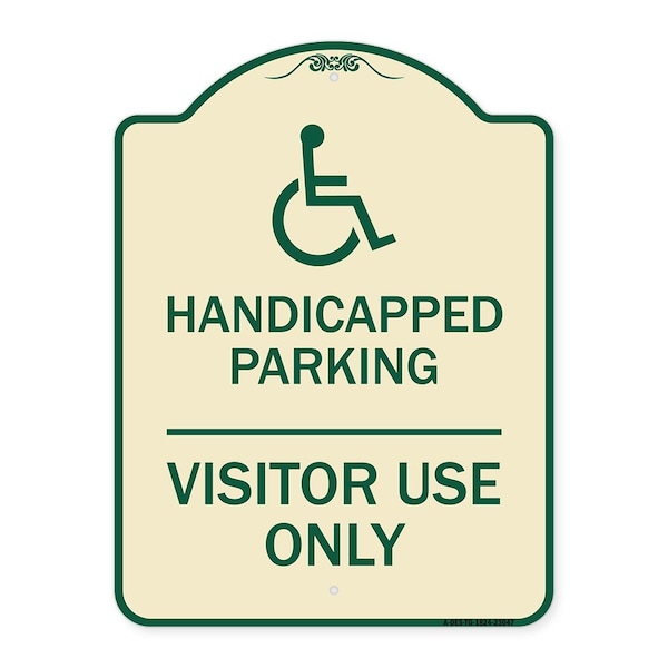 Reserved Parking Handicapped Parking Visitor Use Heavy-Gauge Aluminum Sign, 24" x 18", TG-1824-23047